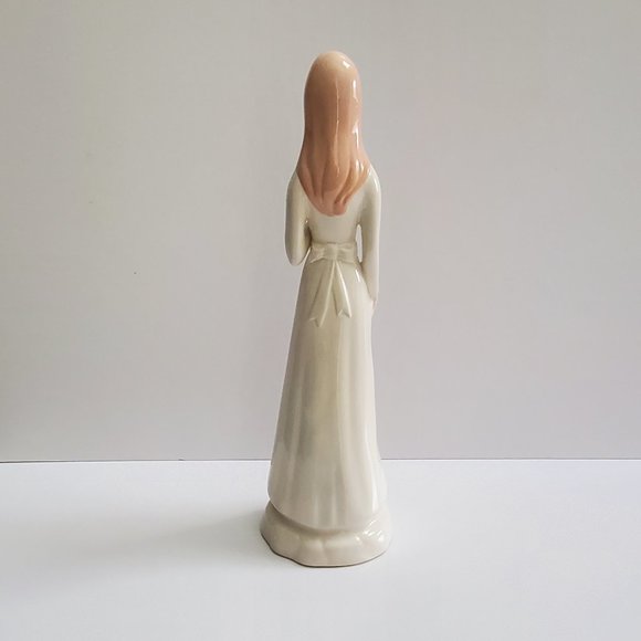 VTG Elegant Lady w/ Rose Tall Figurine Porcelain Ceramic Studio Pottery 1980 - Picture 7 of 8